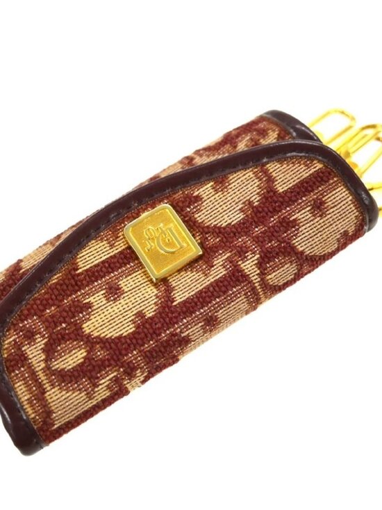 小物 Christian Dior Trotter Canvas Key Case Christian Dior Trotter Key Case Bordeaux Canvas Small Good